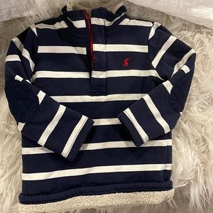 Joules thick stripe Sherpa lined pullover - size 6 year